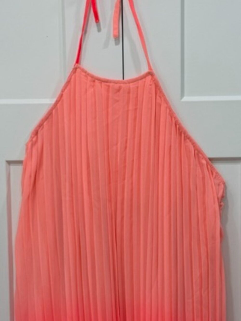 Boohoo Melissa Ombre Pleated Floor Sweeping Maxi Dress Coral, size 14